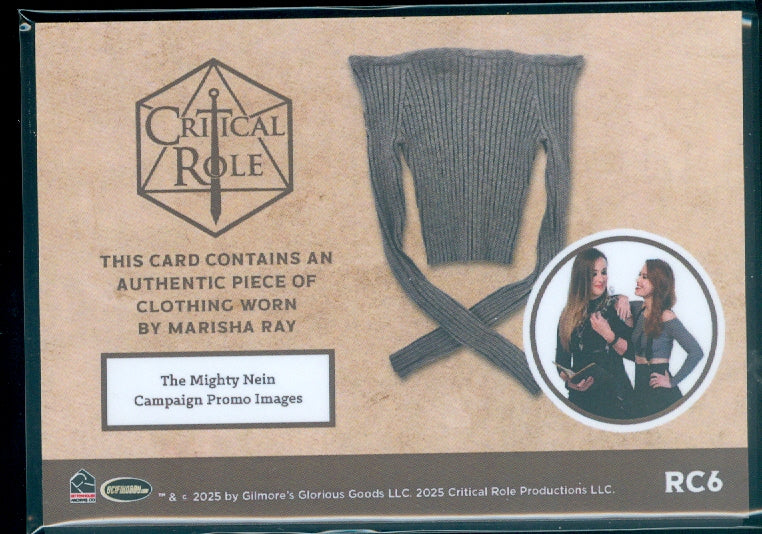 Critical Role 10th Anniversary  ( RC 6 ) Marisha Ray Clothing Relic Card b