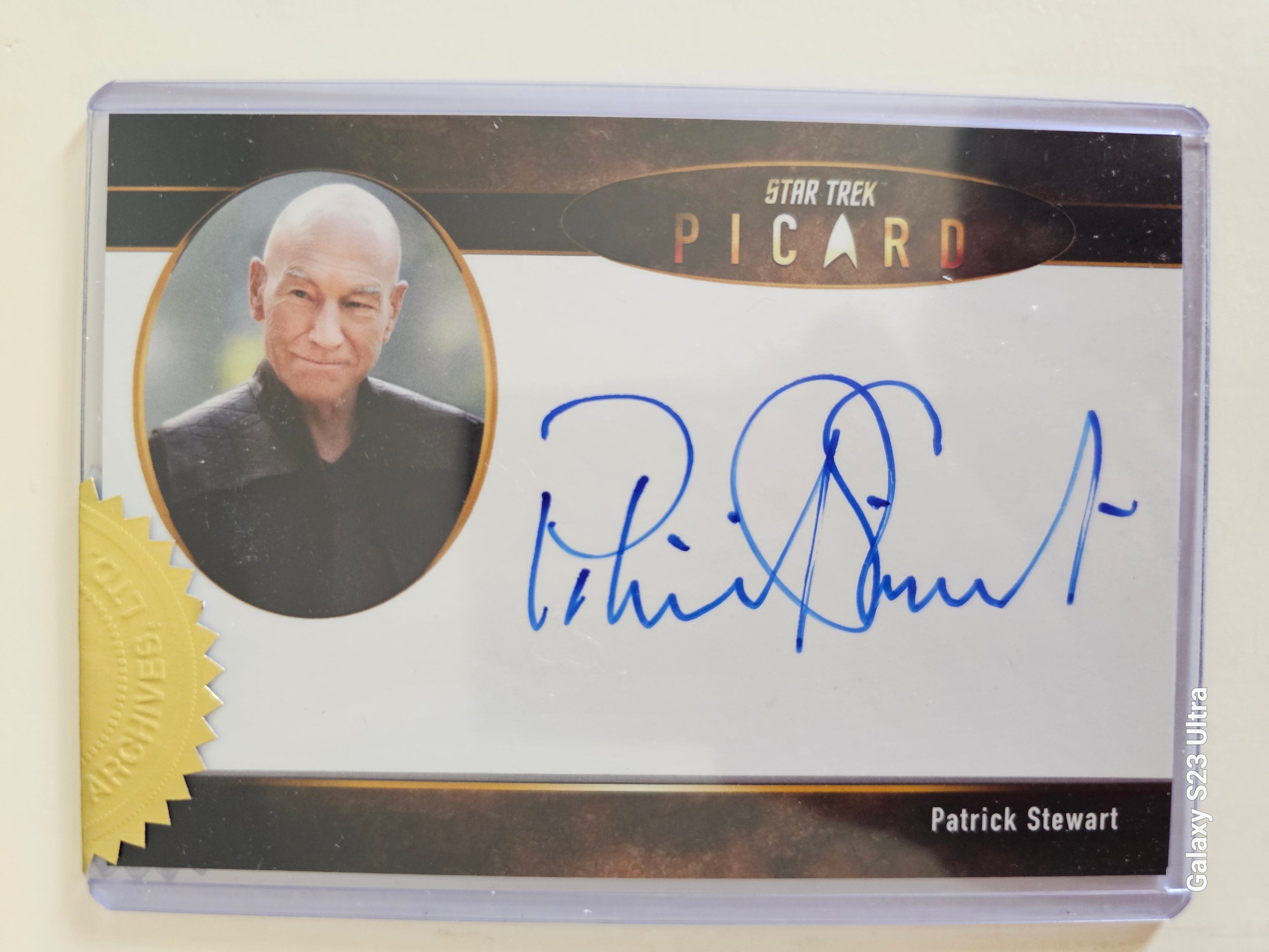 Star Trek Connections Patrick Stewart as Captain Picard 5 X 3.5 Oversized  Autograph Card ( A )