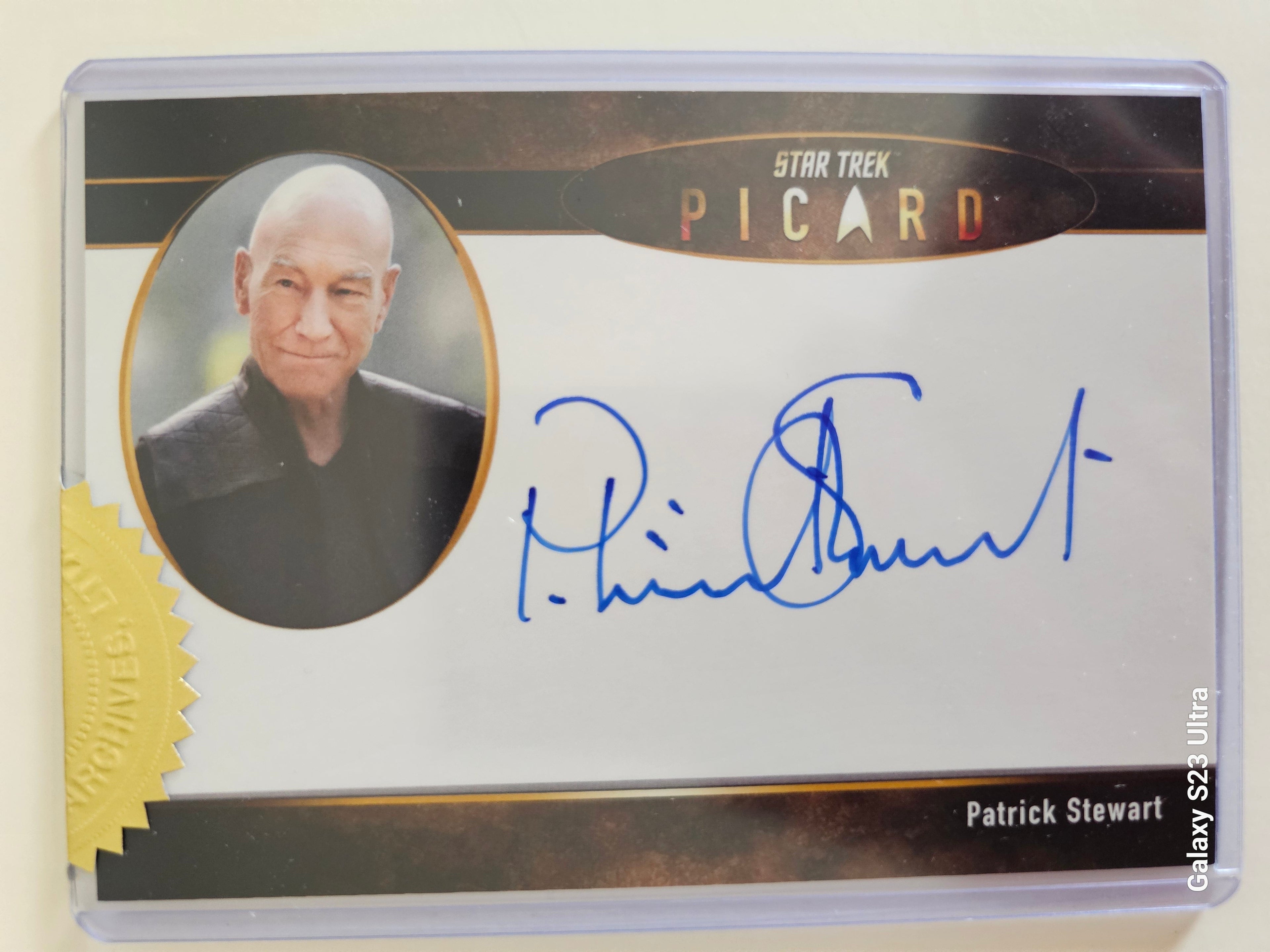 Star Trek Connections Patrick Stewart as Captain Picard 5 X 3.5 Oversized  Autograph Card ( B )