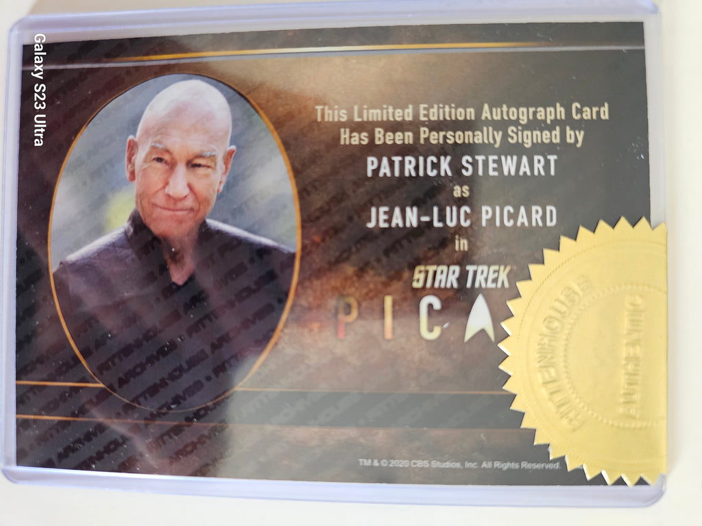 Star Trek Connections Patrick Stewart as Captain Picard 5 X 3.5 Oversized  Autograph Card ( B )