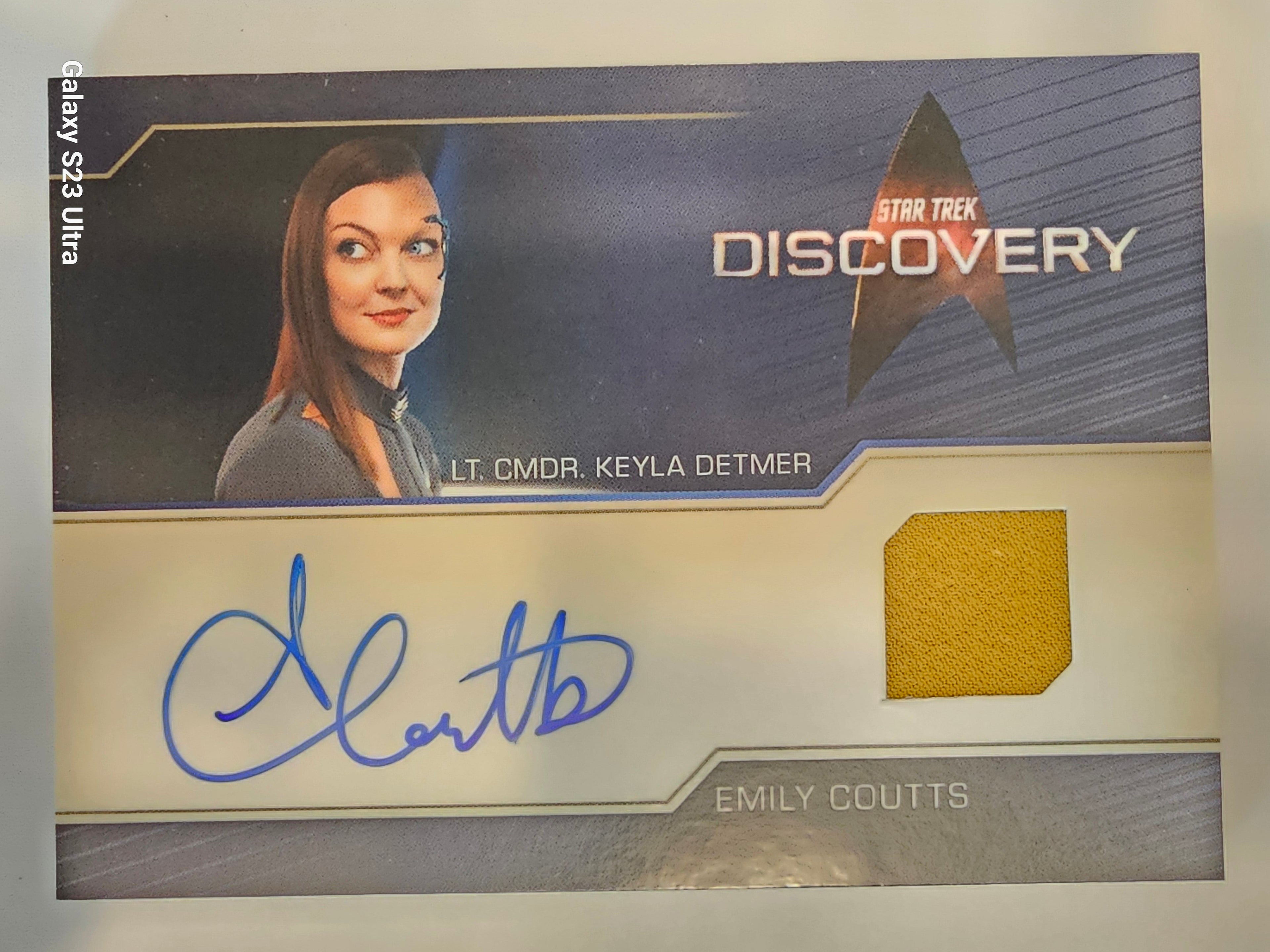 Star Trek Connections Emily Coutis as Lt Cmdr Keyla Detmer Autographed Relic Card ( A )