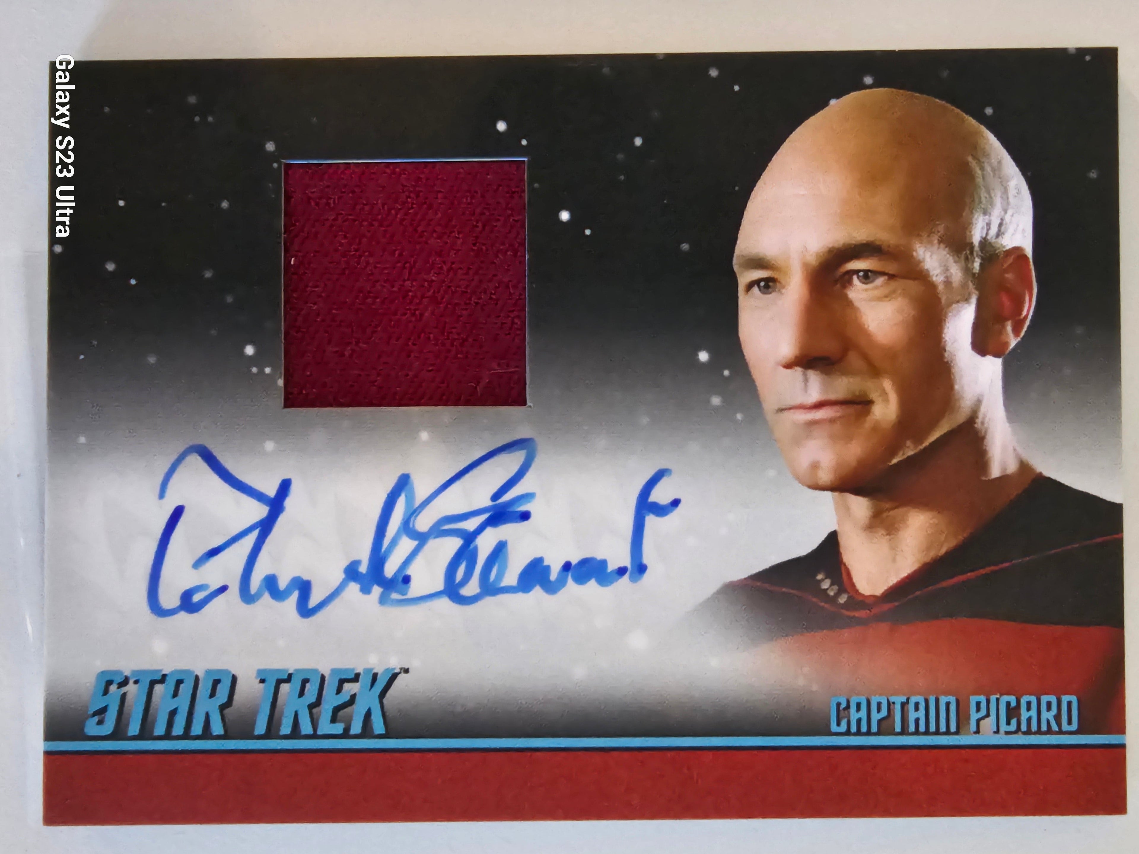 Star Trek Connections Patrick Stewart as Captain Picard  Autographed Costume Card ( A )