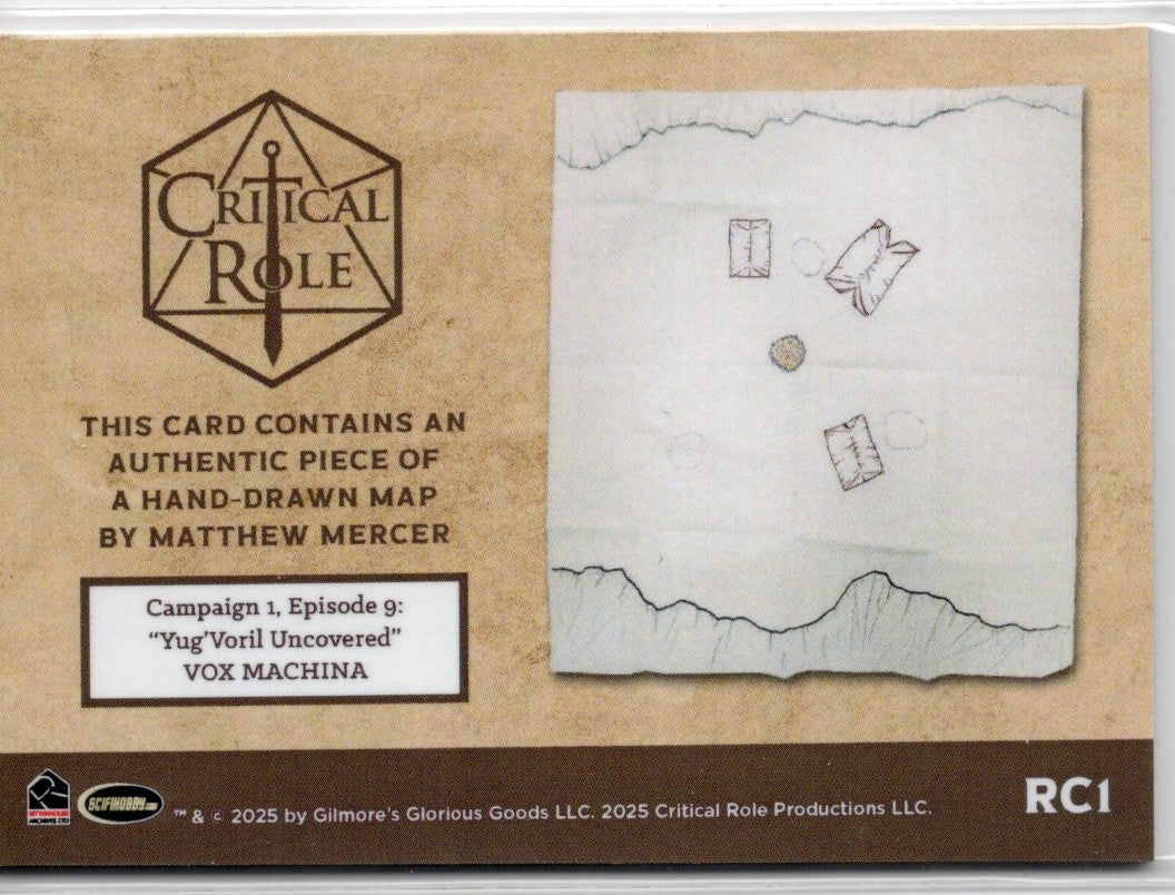 Critical Role 10th Anniversary  ( RC 1 ) Hand-Drawn Map by Matthew Mercer Relic Card b