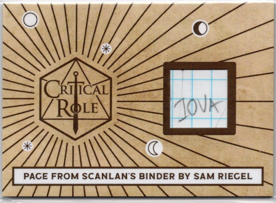 Critical Role 10th Anniversary  ( RC 2 ) Page From Scanlan's Binder by Sam Riegel Relic Card a