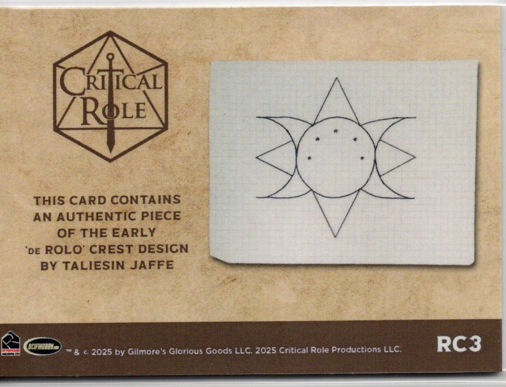 Critical Role 10th Anniversary  ( RC 3 ) De Rolo Crest Design by Taliesen Jagge Relic Card