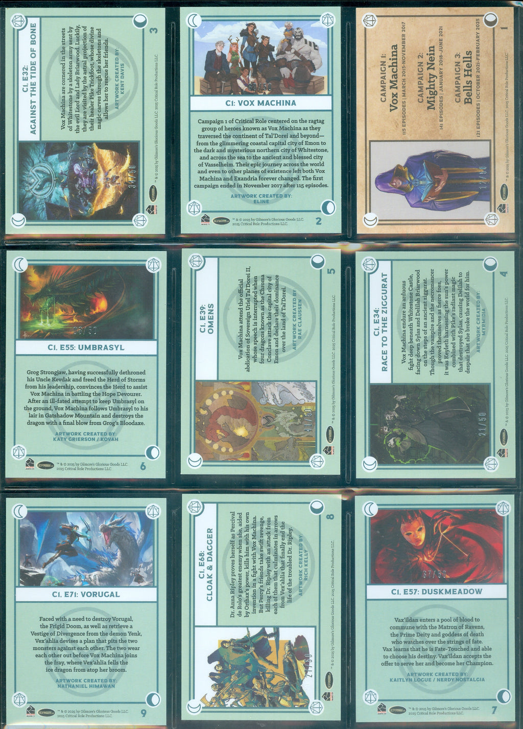 Critical Role 10th Anniversary  45 Card Silver Parallel Set [ Limited to 50 Sets ]