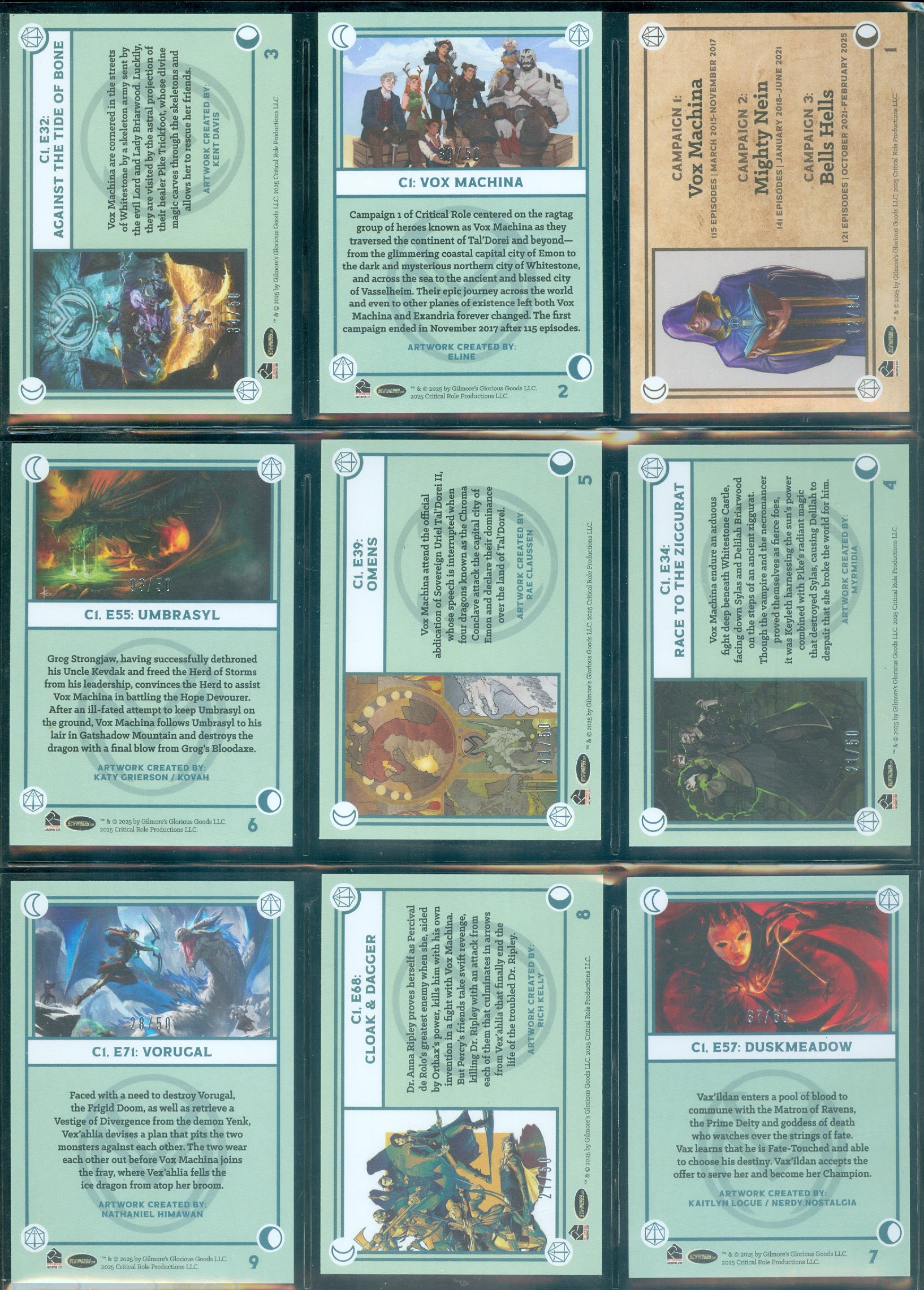 Critical Role 10th Anniversary  45 Card Silver Parallel Set [ Limited to 50 Sets ]