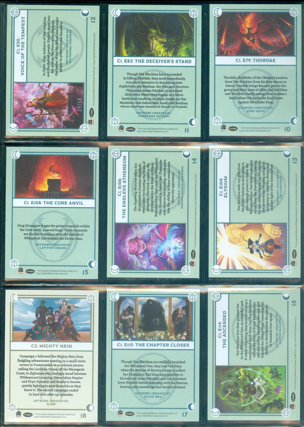 Critical Role 10th Anniversary  45 Card Silver Parallel Set [ Limited to 50 Sets ]