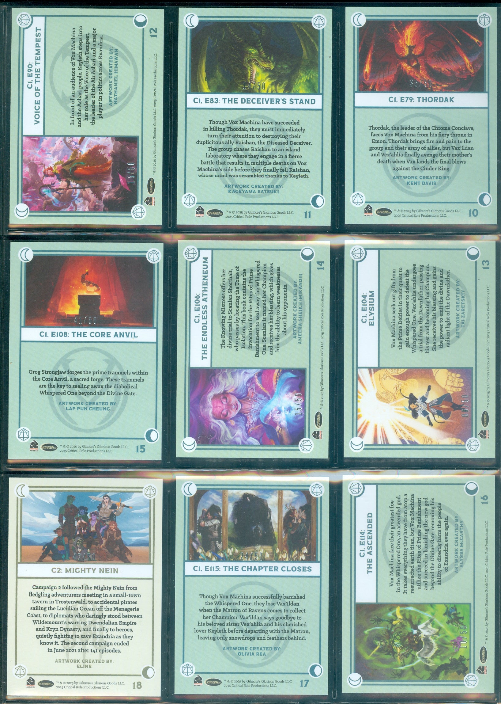 Critical Role 10th Anniversary  45 Card Silver Parallel Set [ Limited to 50 Sets ]