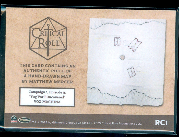 Critical Role 10th Anniversary  ( RC 1 ) Hand-Drawn Map by Matthew Mercer Relic Card a