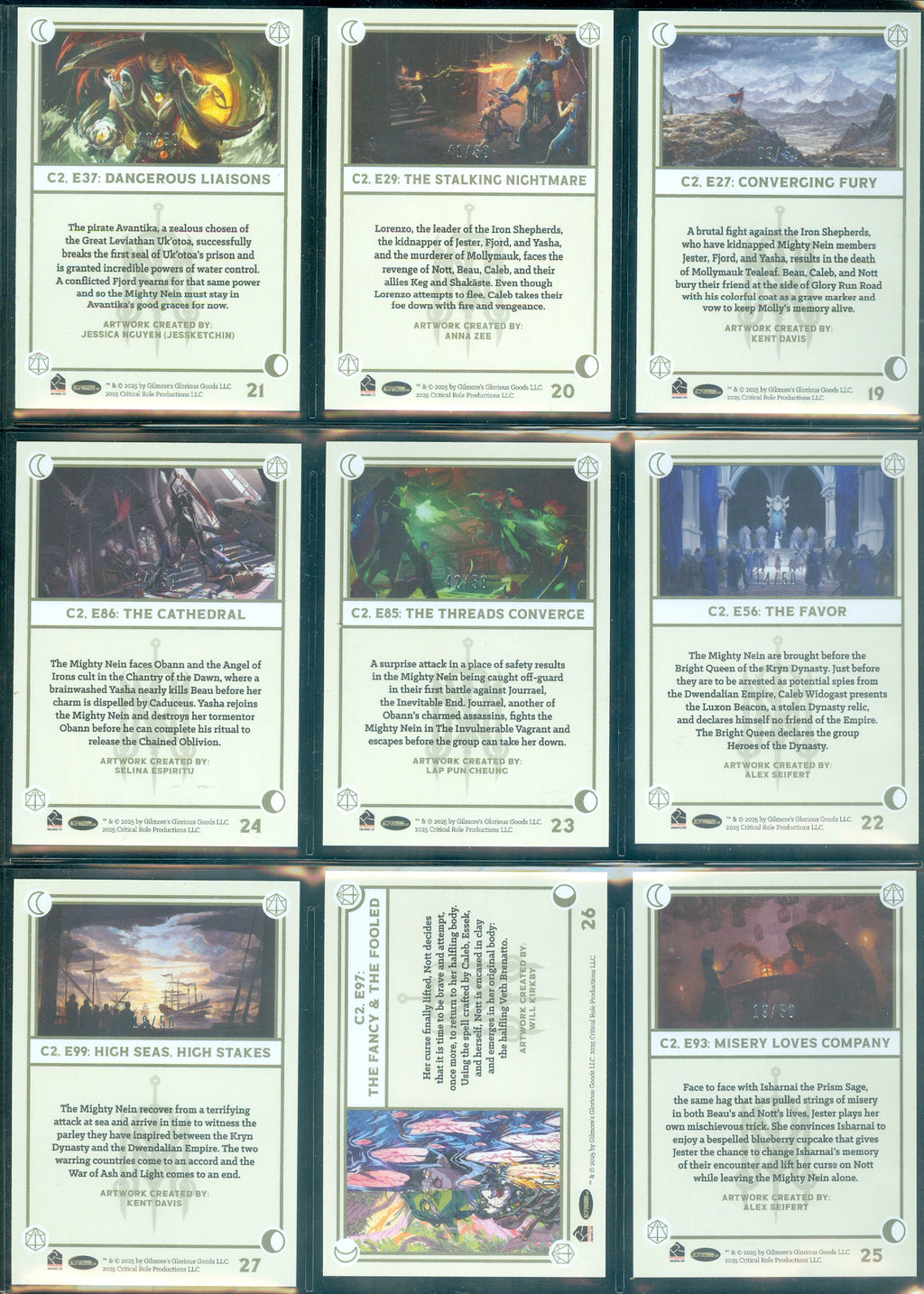 Critical Role 10th Anniversary  45 Card Silver Parallel Set [ Limited to 50 Sets ]