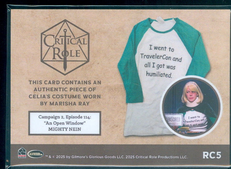 Critical Role 10th Anniversary  ( RC 5 ) Marisha Ray Green Version Clothing Relic Card a