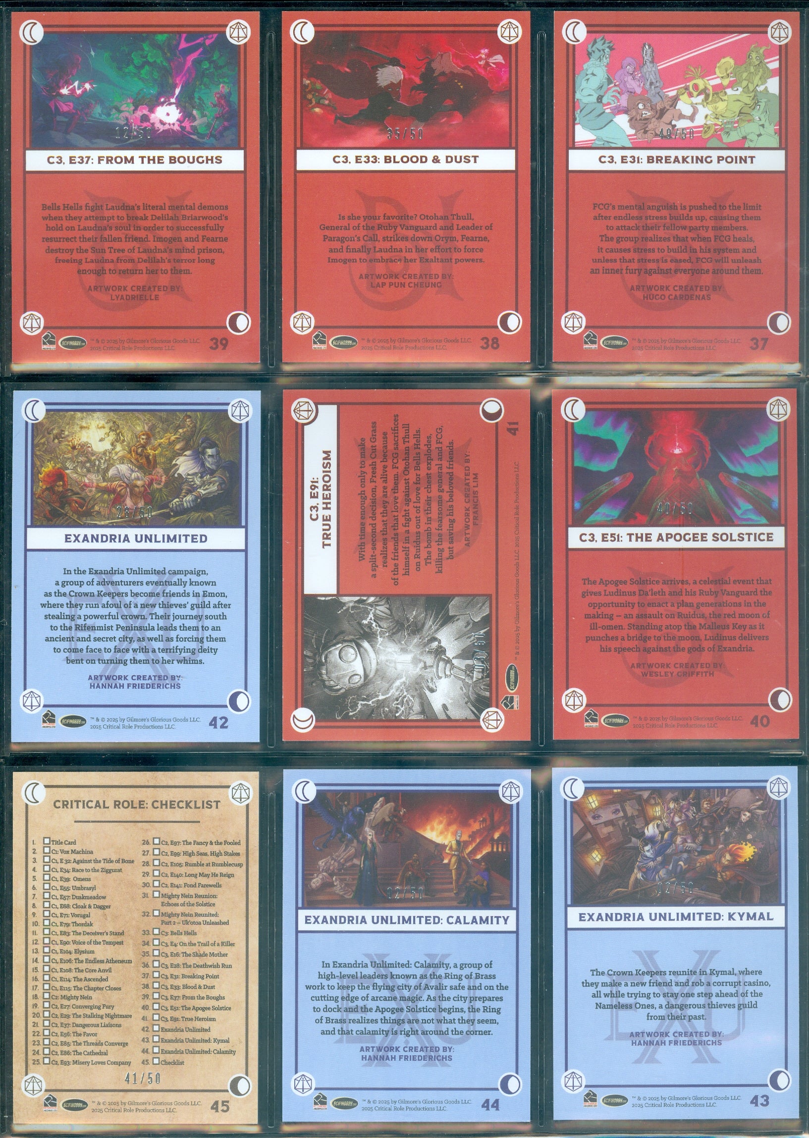 Critical Role 10th Anniversary  45 Card Silver Parallel Set [ Limited to 50 Sets ]