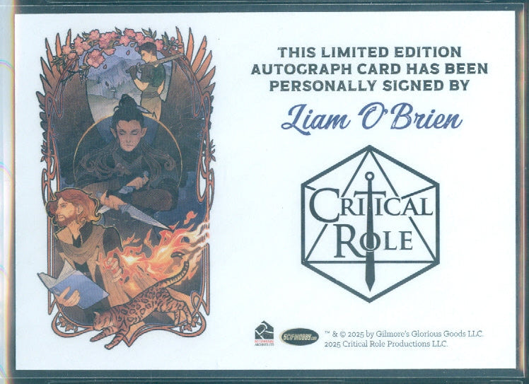 Critical Role 10th Anniversary   Liam O'Brien  Autograph Card