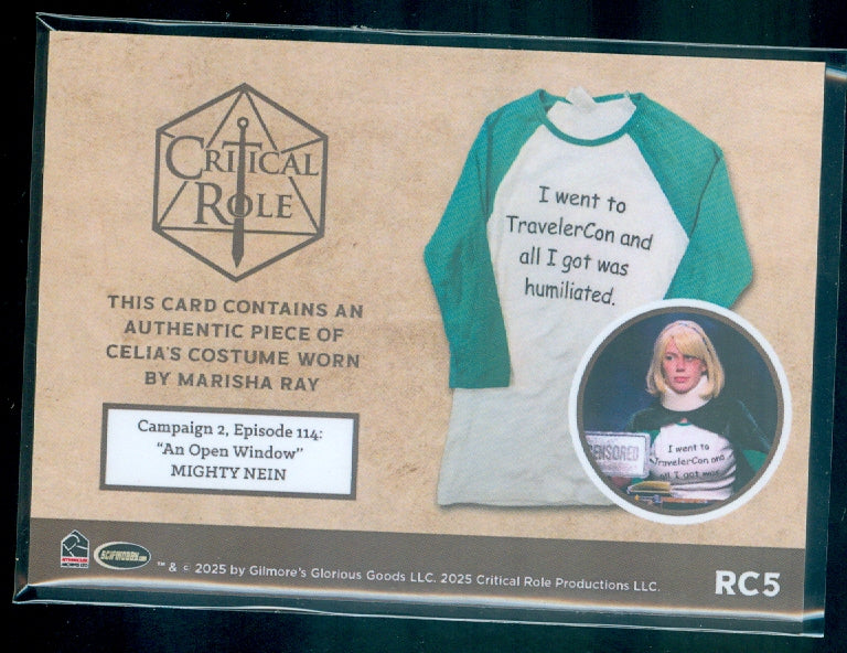 Critical Role 10th Anniversary  ( RC 5 ) Marisha Ray Green Version Clothing Relic Card b