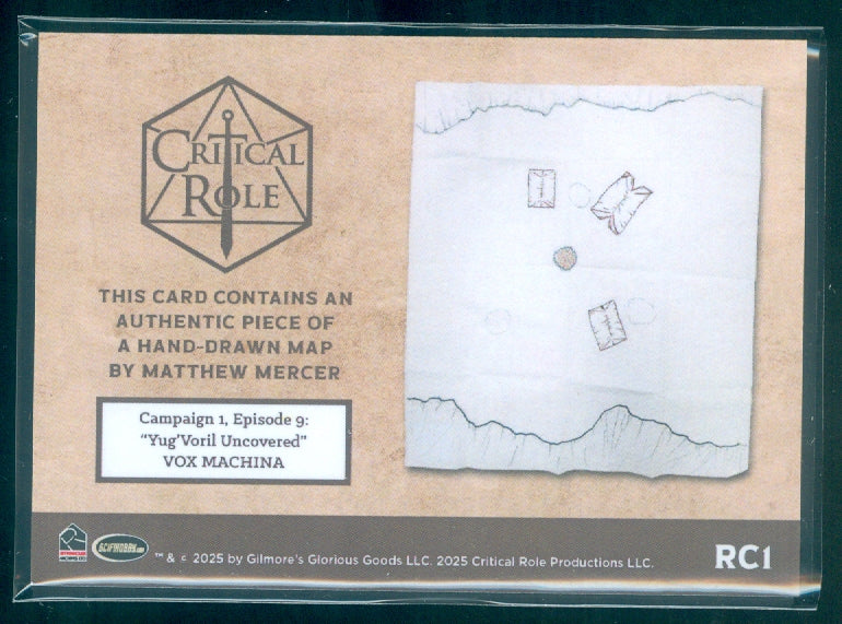 Critical Role 10th Anniversary  ( RC 1 ) Hand-Drawn Map by Matthew Mercer Relic Card