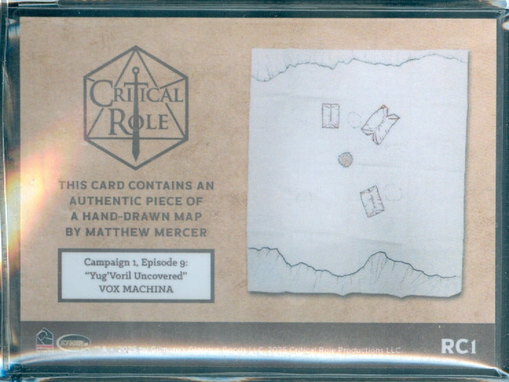Critical Role 10th Anniversary  ( RC 1 ) Hand-Drawn Map by Matthew Mercer Relic Card c