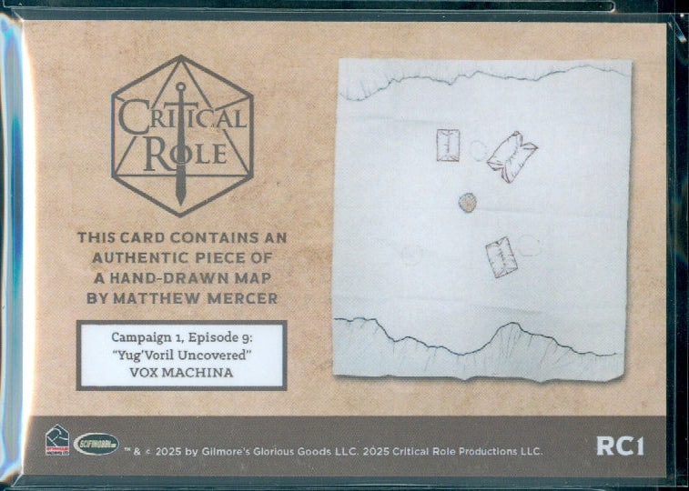 Critical Role 10th Anniversary  ( RC 1 ) Hand-Drawn Map by Matthew Mercer Relic Card b