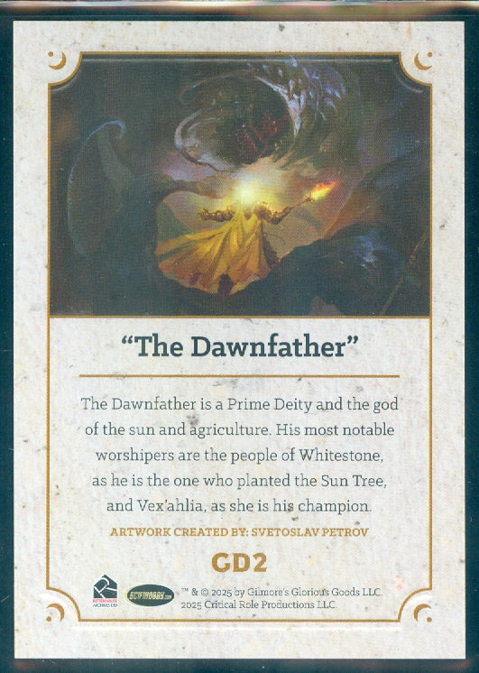Critical Role 10th Anniversary  ( GD 2 ) The Dawnfather Gods & Deities Insert Card