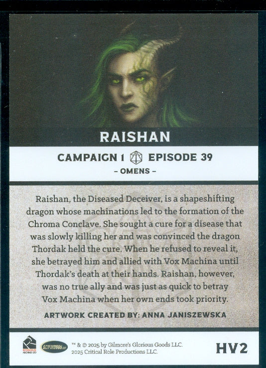 Critical Role 10th Anniversary  ( HV 2 ) Raishan Heroes & Villains Insert Card