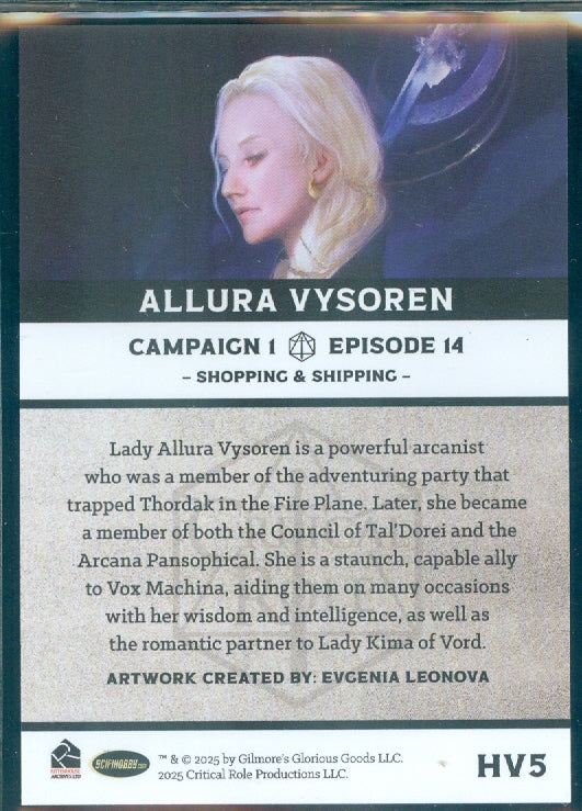 Critical Role 10th Anniversary  ( HV 5 ) Allura Vysoren Heroes & Villains Insert Card