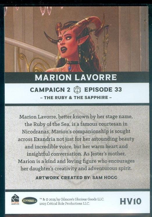 Critical Role 10th Anniversary  ( HV 10 ) Marion Lavorre Heroes & Villains Insert Card