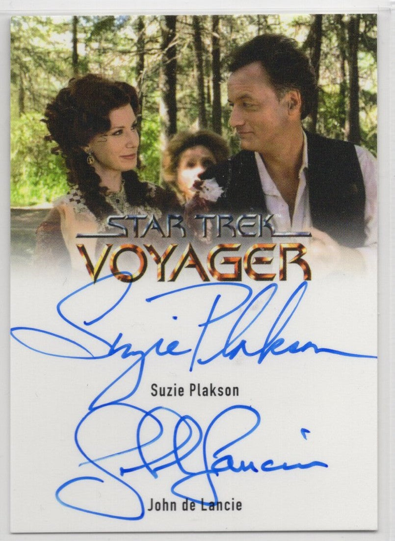Star Trek Voyager Archives & Inscriptions Plakson / De Lancie Dual Autograph Card a