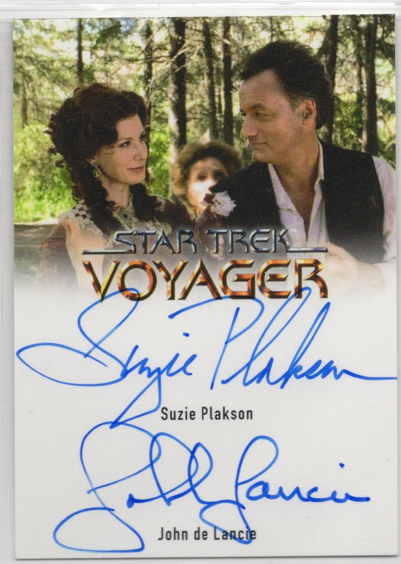 Star Trek Voyager Archives & Inscriptions Plakson / De Lancie Dual Autograph Card b